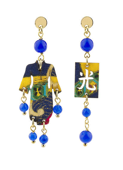 Orecchini Kimono Mini Blu - Lebole Maison